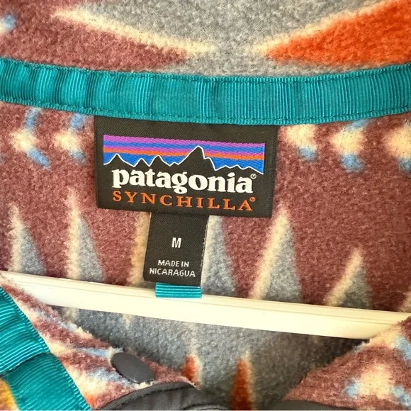 Patagonia Synchilla Snap-T Fleece Pullover Laughing Waters Dark Ruby Size med - Picture 10 of 11